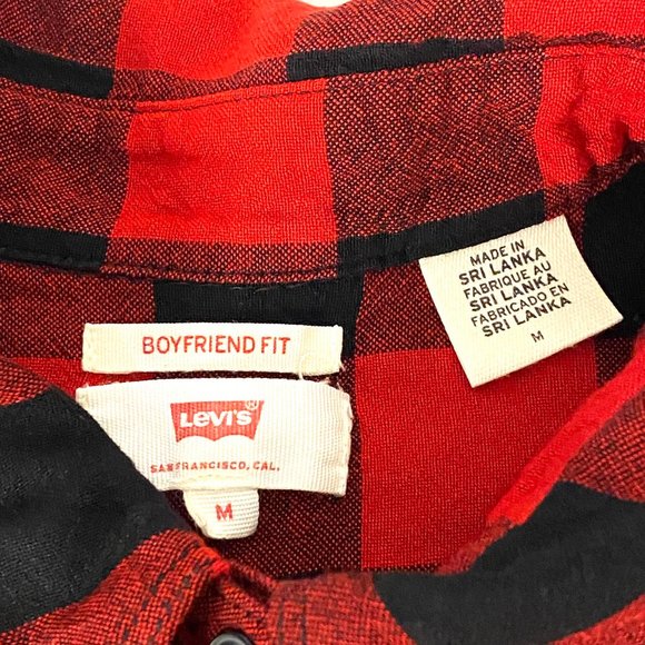 Levis Boyfriend Fit Plaid Long Sleeve Button Down Shirt Top Medium - Picture 6 of 9